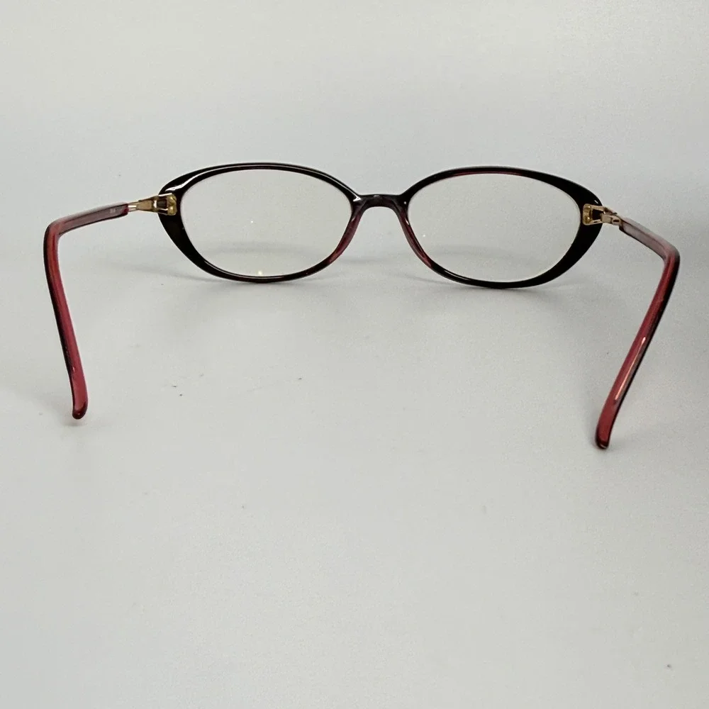 Adensco Maria TG7‎ 130 Womens Eyeglasses Frames Burgundy Black Gold Cat Eye Oval